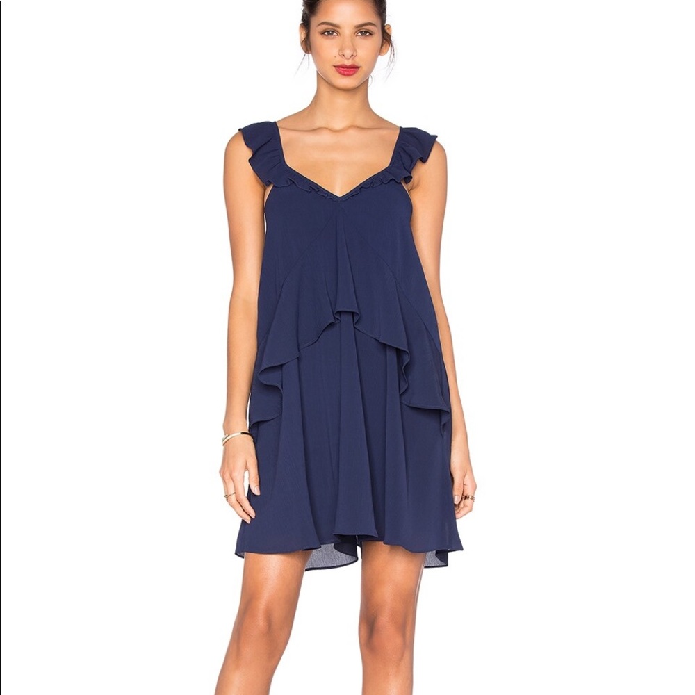 JOA Navy Ruffle Tank Dress- Medium